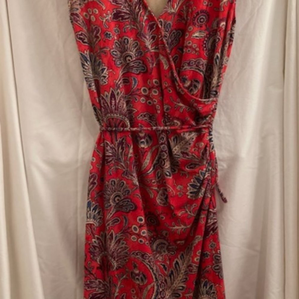 Gorgeous, red wrap, paisley, Ralph Lauren dress. Size large.